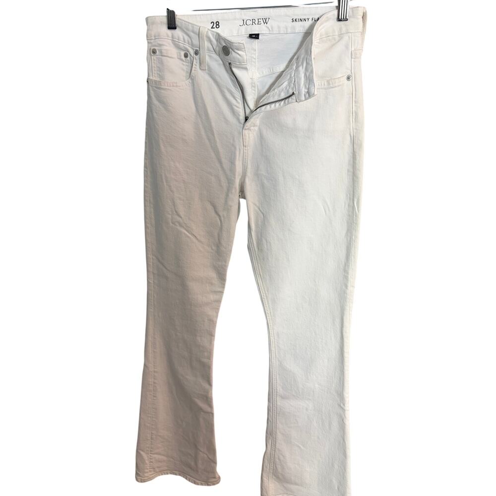 J. Crew White Skinny Flare Jeans Women's Size 28 Modern Flare Denim Pants - Picture 4 of 7
